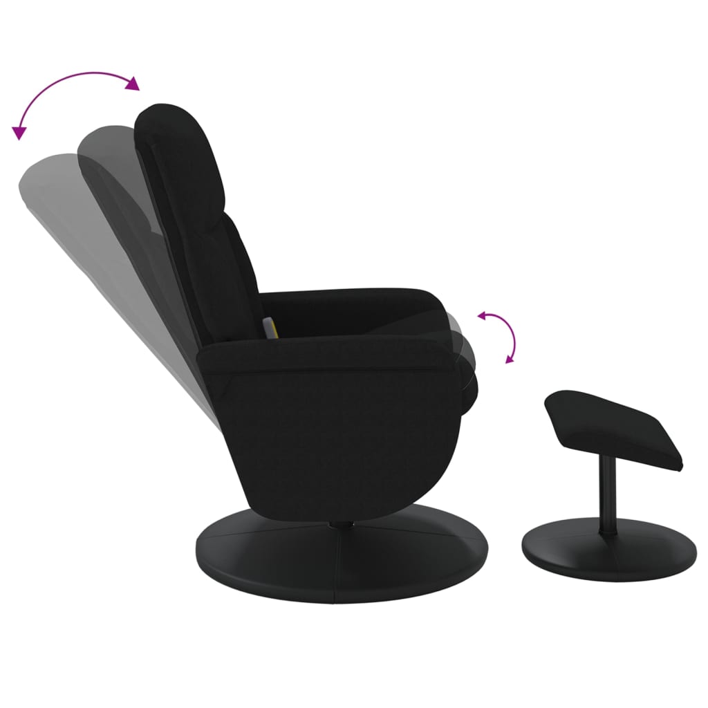 Fauteuil de massage avec repose-pieds velours noir