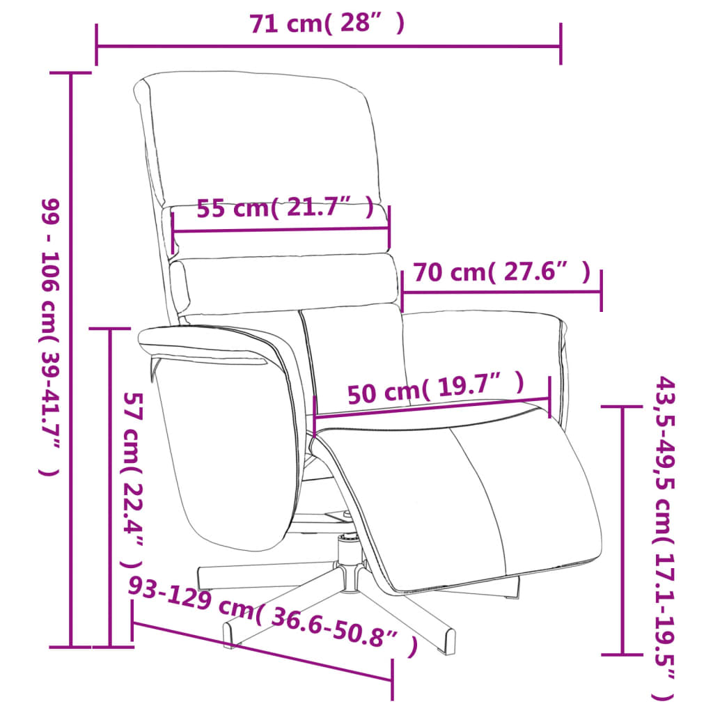 Fauteuil de relaxation avec repose-pieds simili cuir noir