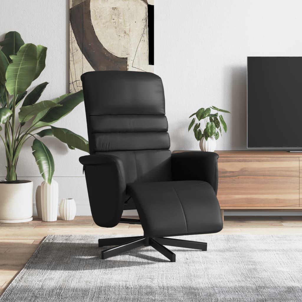 Fauteuil de relaxation avec repose-pieds simili cuir noir