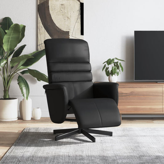Fauteuil de relaxation avec repose-pieds simili cuir noir