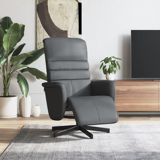 Fauteuil relax avec repose-pieds en similicuir gris