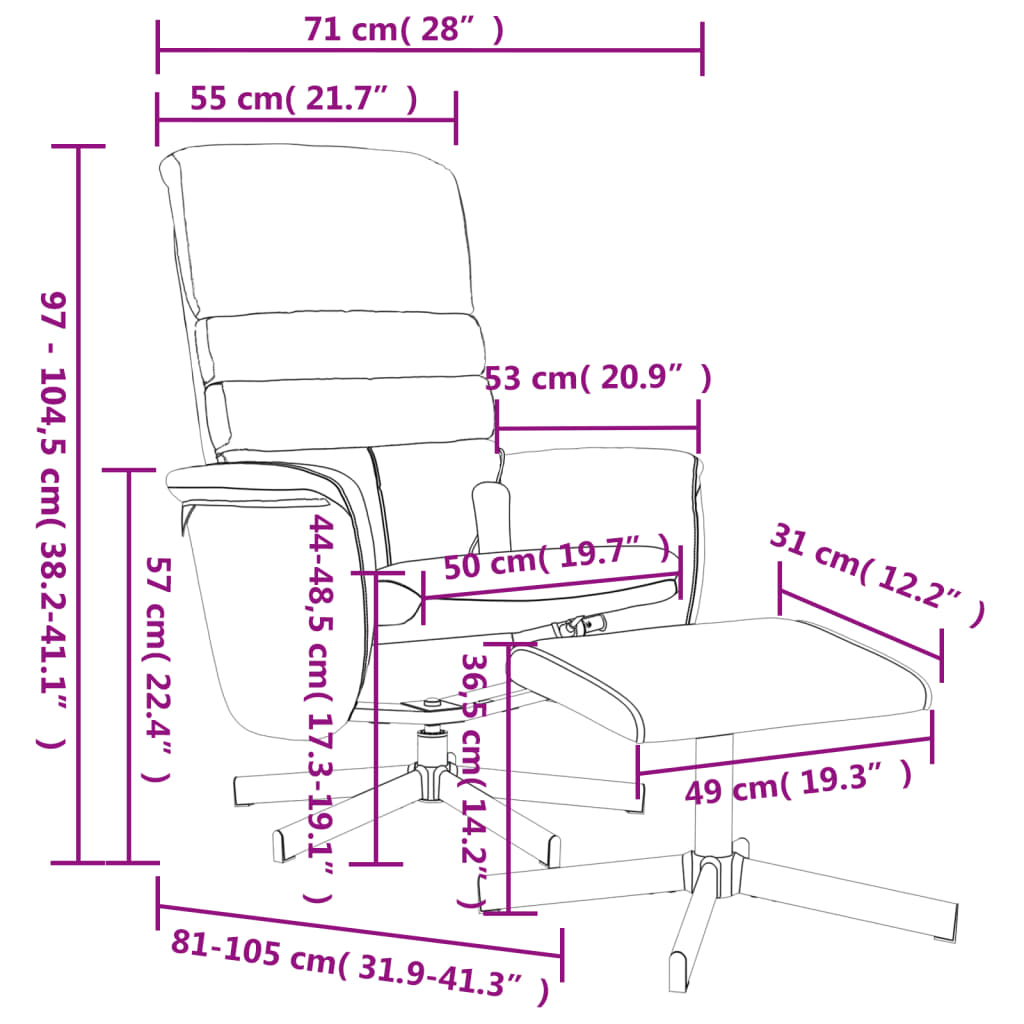 Fauteuil de massage avec repose-pieds simili cuir gris