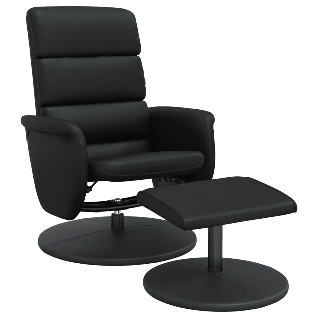 Fauteuil de relaxation avec repose-pieds simili cuir noir