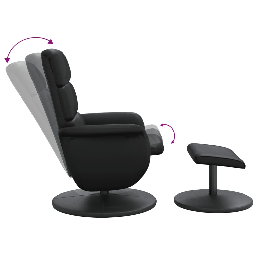 Fauteuil de relaxation avec repose-pieds simili cuir noir