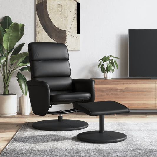 Fauteuil de relaxation avec repose-pieds simili cuir noir