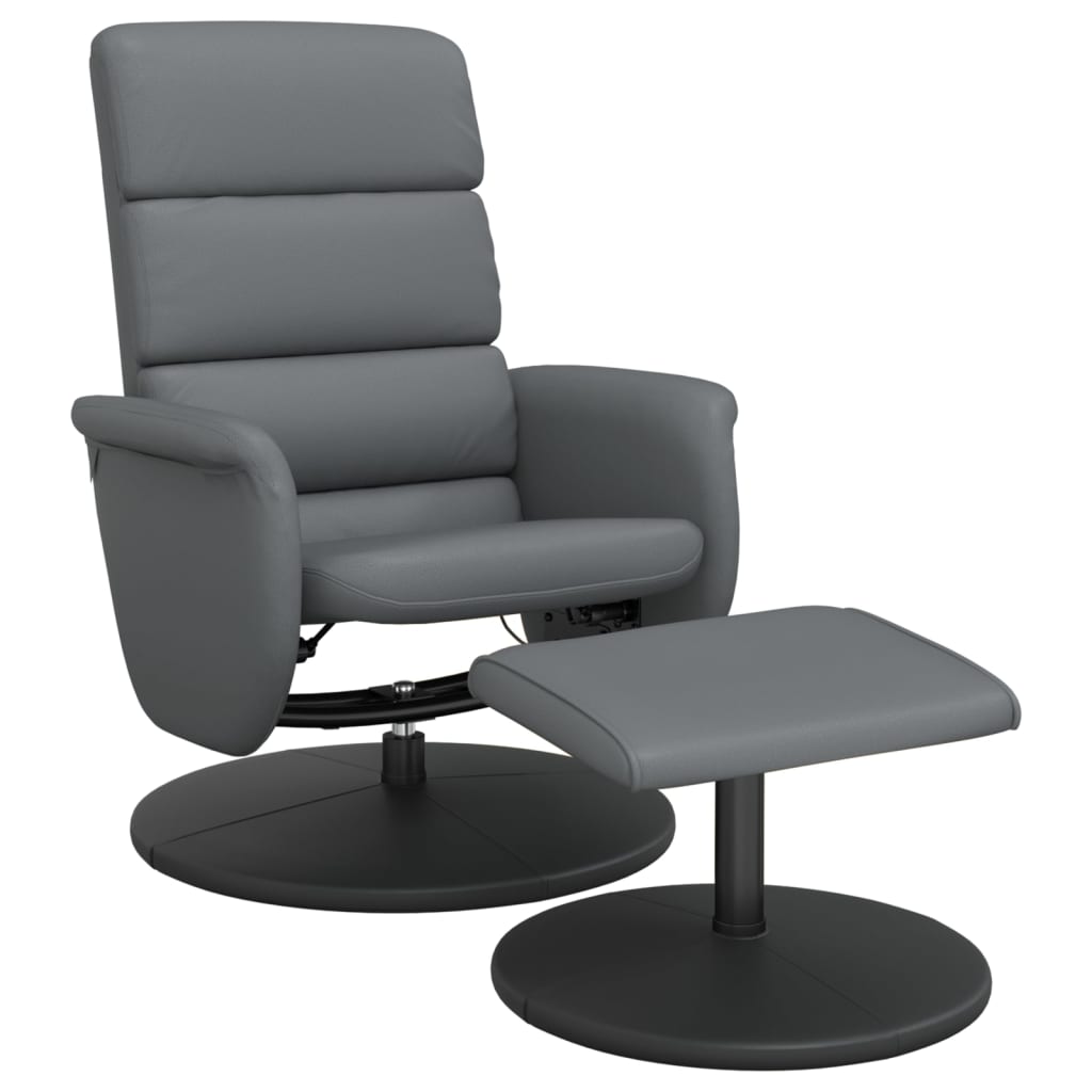 Fauteuil de relaxation avec repose-pieds simili cuir gris