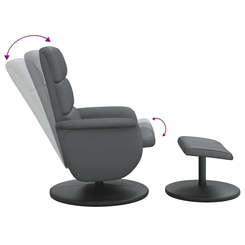 Fauteuil de relaxation avec repose-pieds simili cuir gris