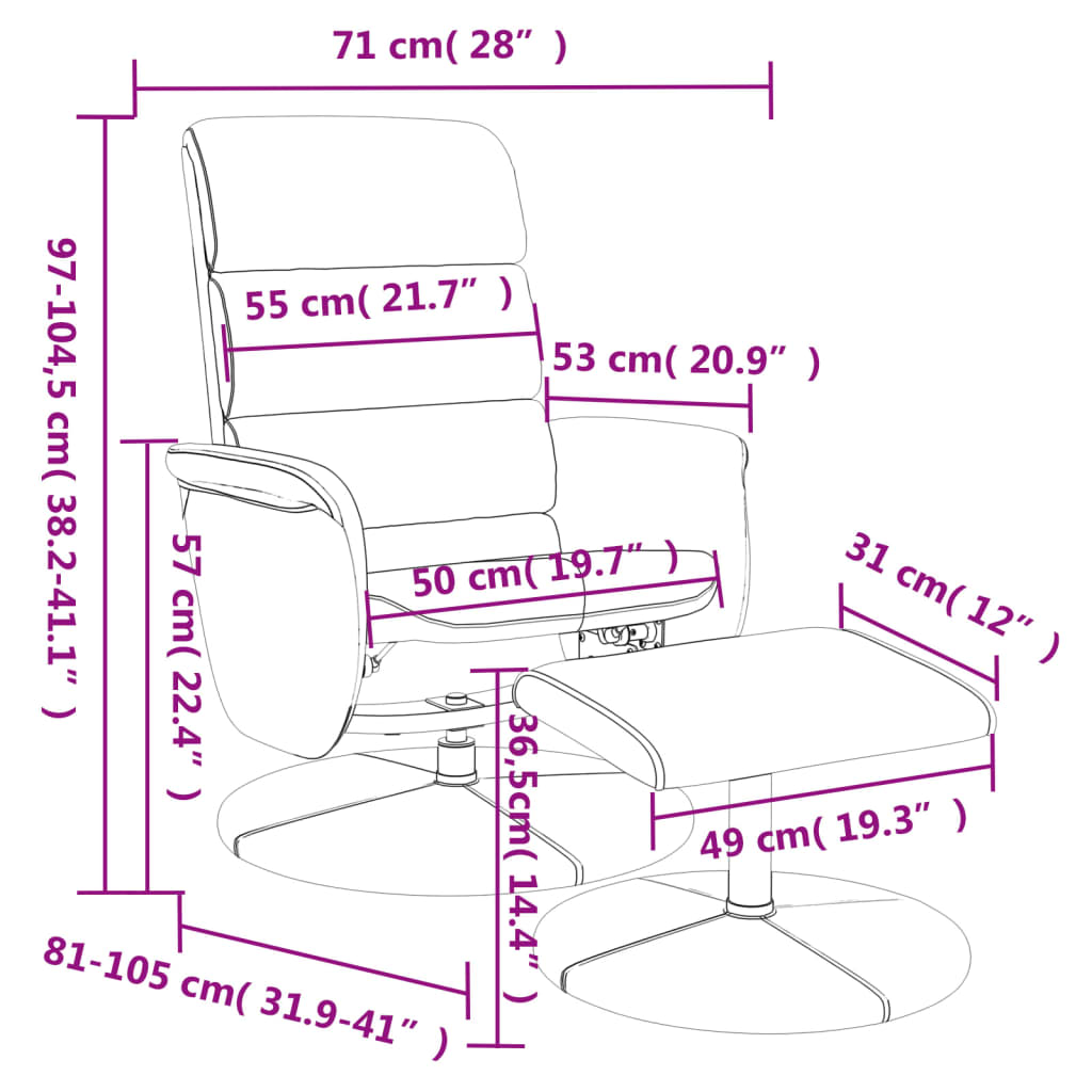 Fauteuil de relaxation avec repose-pieds simili cuir gris