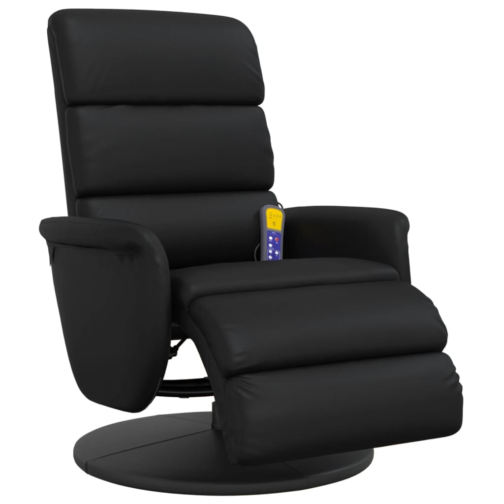 Massage chair with footrest black imitation leather