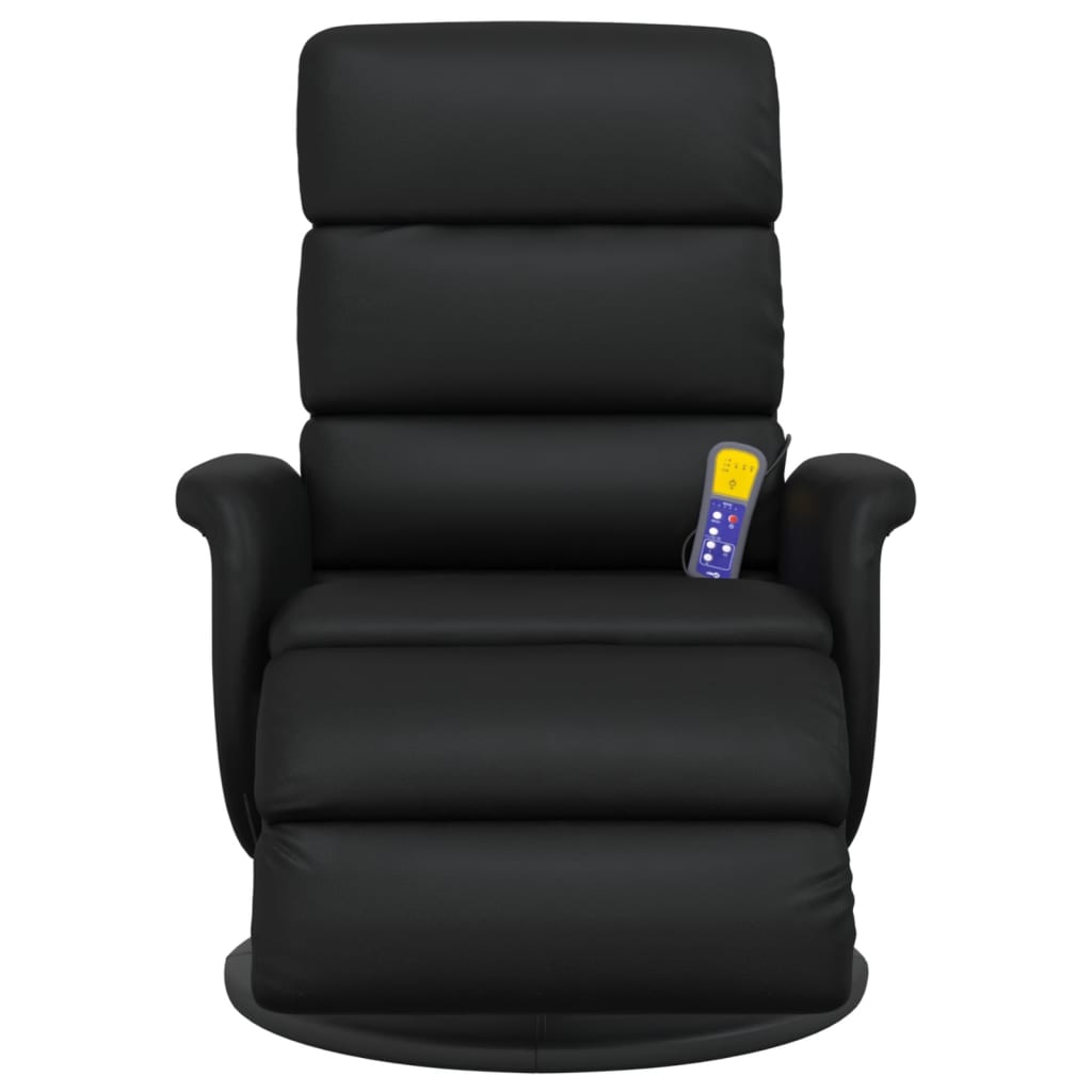 Massage chair with footrest black imitation leather