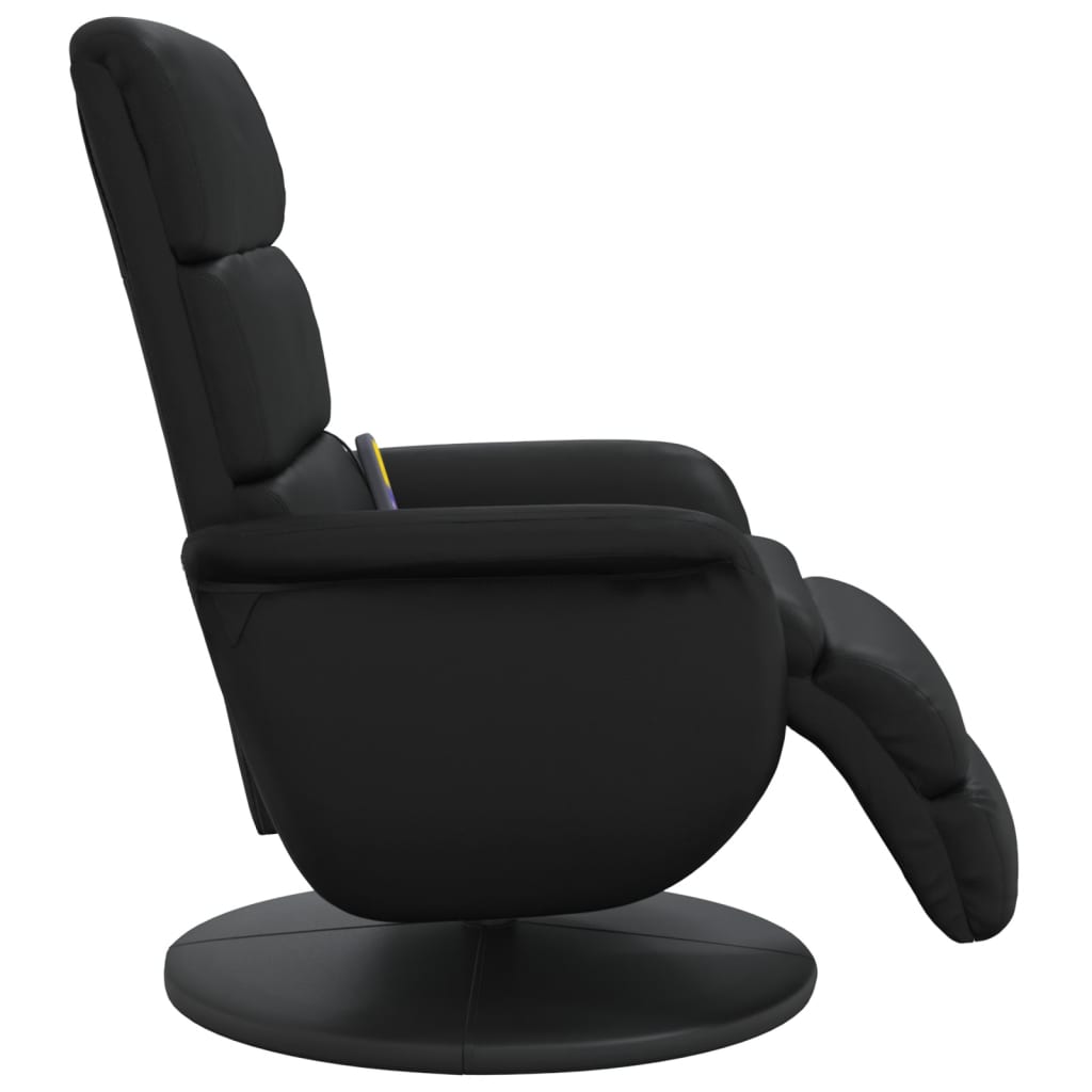 Massage chair with footrest black imitation leather