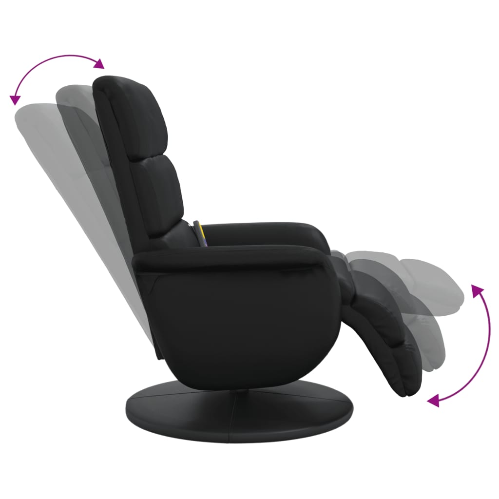 Massage chair with footrest black imitation leather