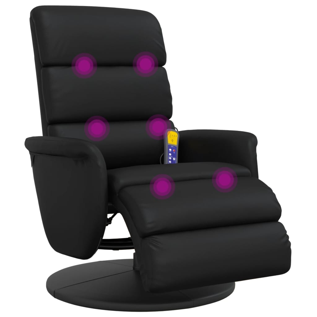 Massage chair with footrest black imitation leather