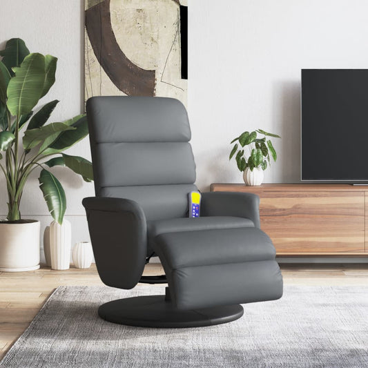 Fauteuil de massage avec repose-pieds simili cuir gris