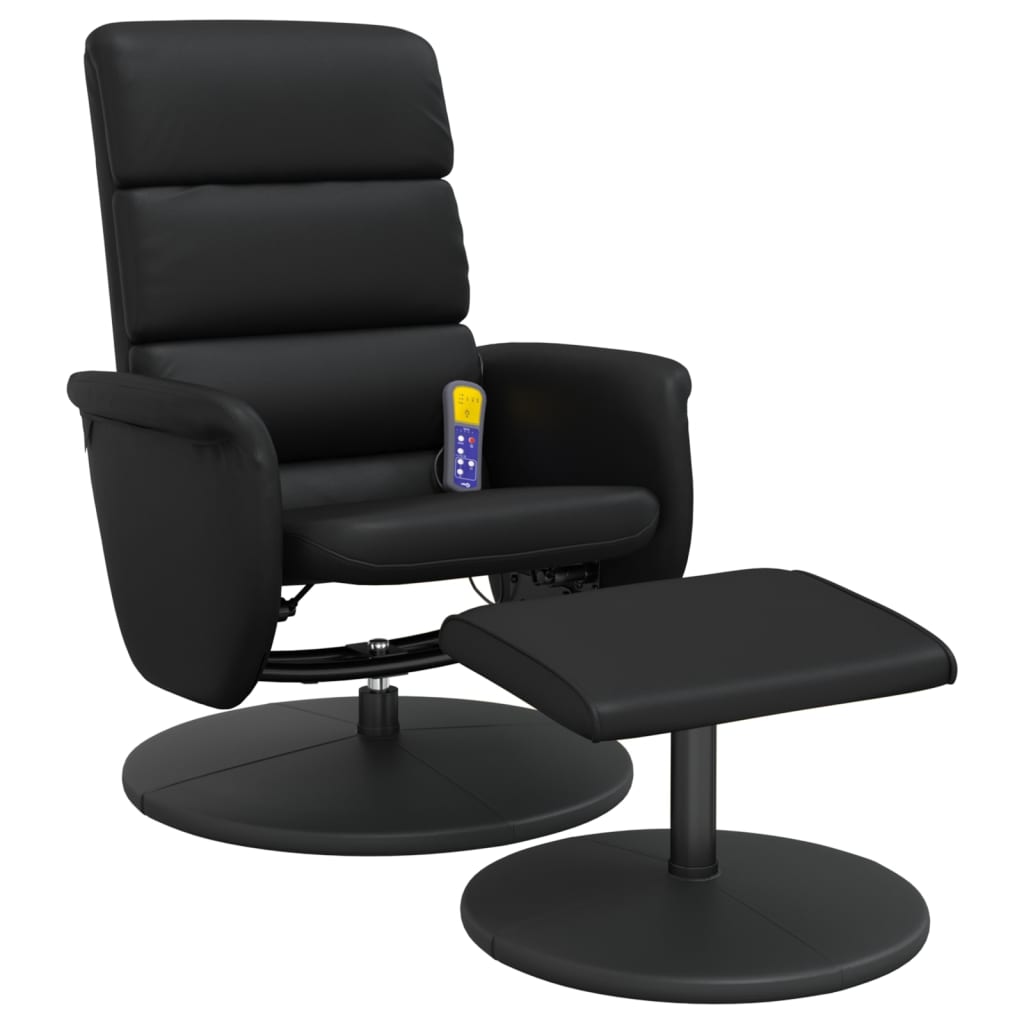 Fauteuil de massage avec repose-pieds simili cuir noir