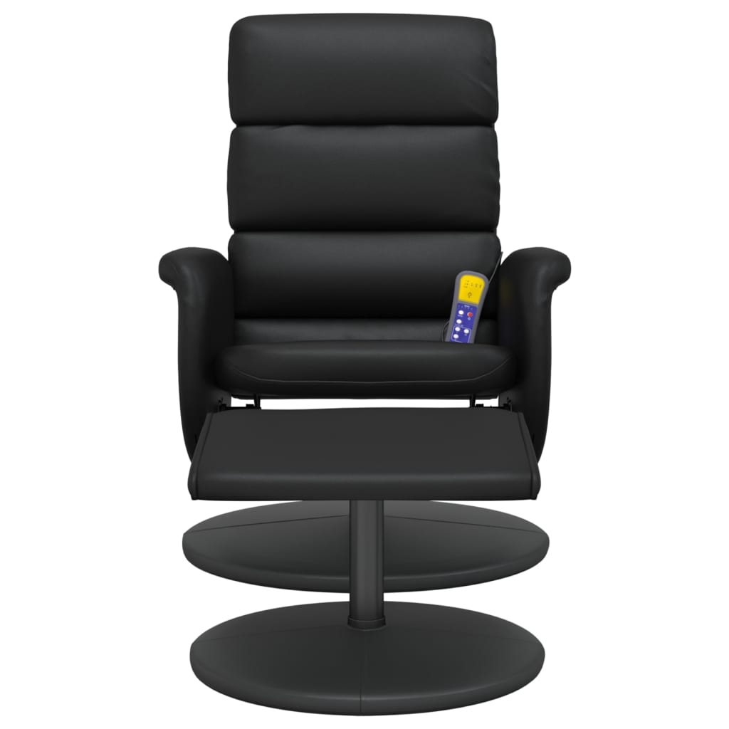 Fauteuil de massage avec repose-pieds simili cuir noir