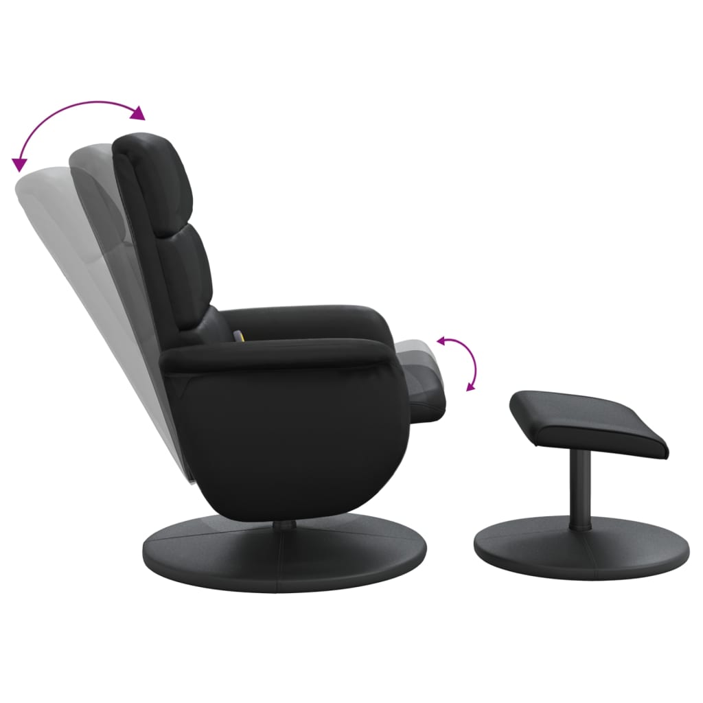 Fauteuil de massage avec repose-pieds simili cuir noir