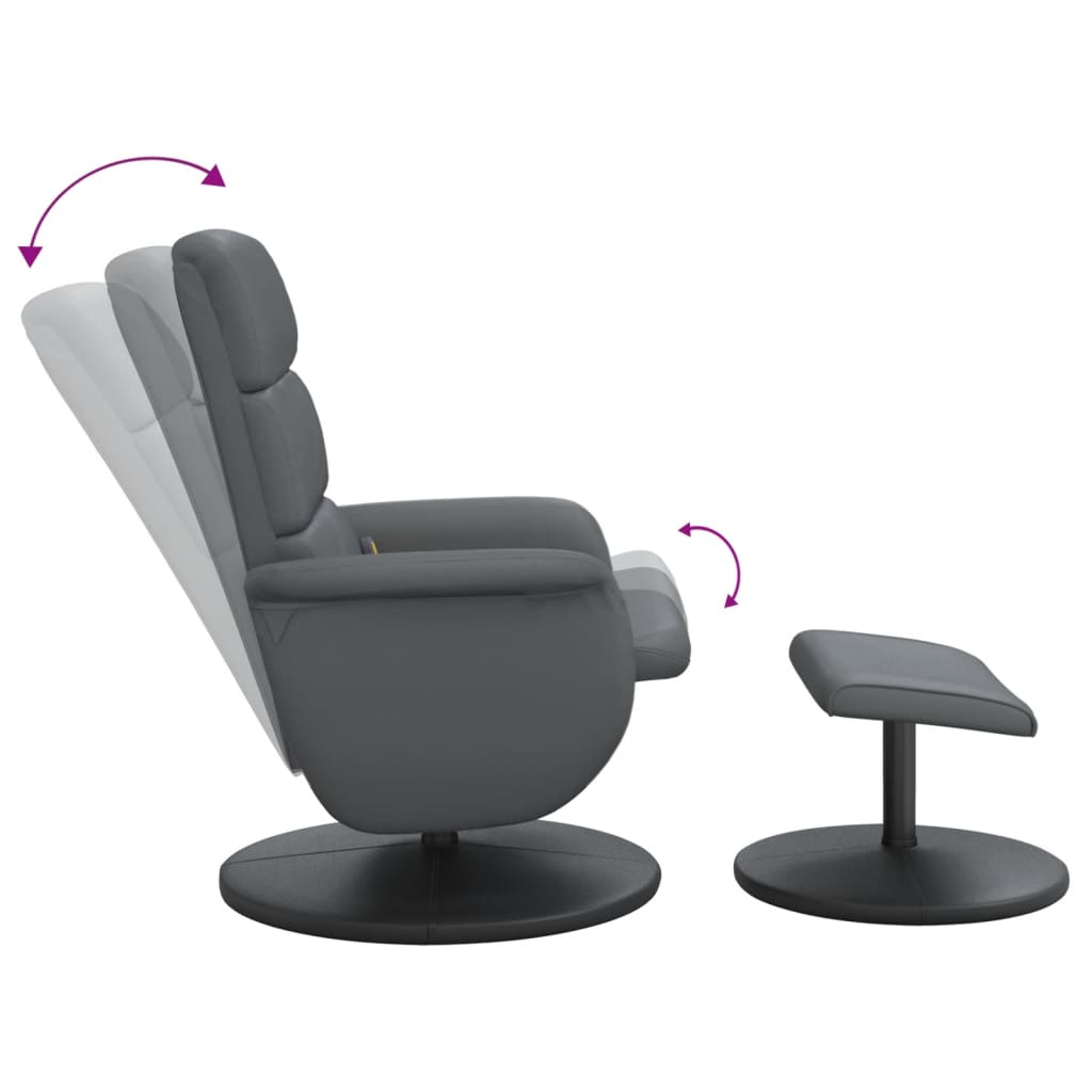 Fauteuil de massage avec repose-pieds simili cuir gris