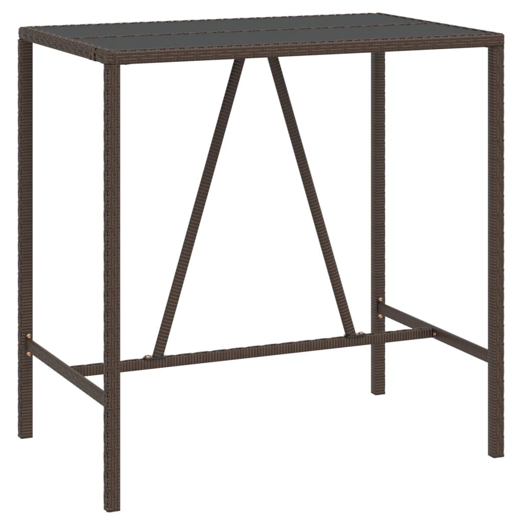 5-piece garden bar set with cushions, brown poly rattan