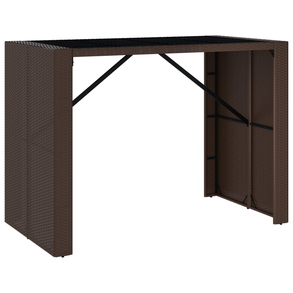 5-piece garden bar set with cushions, brown poly rattan