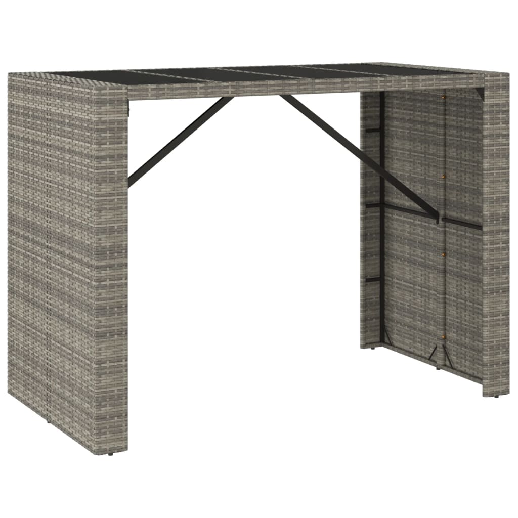 5-piece garden bar set with cushions, grey poly rattan