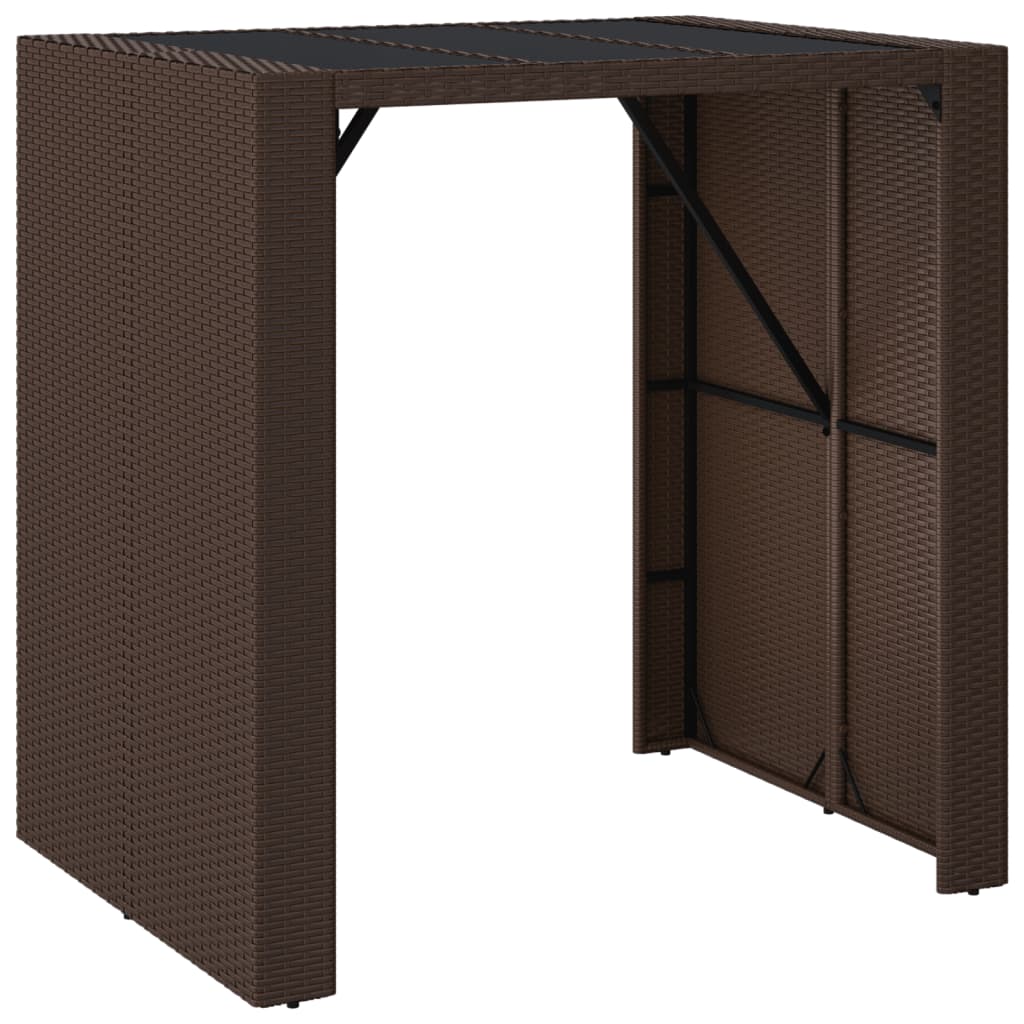 5-piece garden bar set with cushions, brown poly rattan