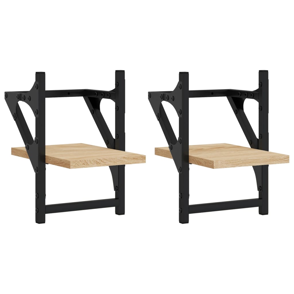 Étagères murales avec barres 2 pcs. Chêne Sonoma 20x25x30 cm.