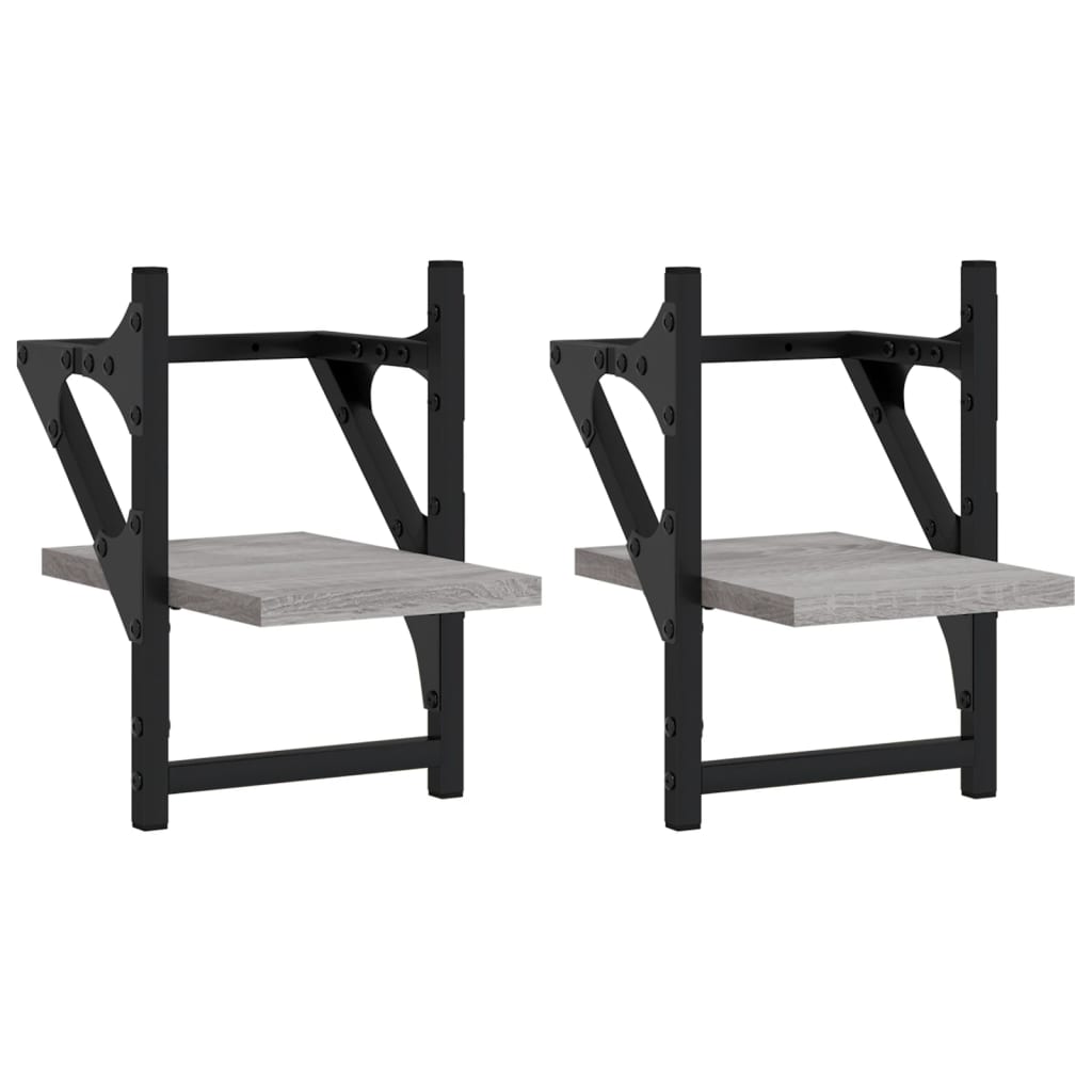 Wall shelves with rods 2 pcs. Gray Sonoma 20x25x30 cm