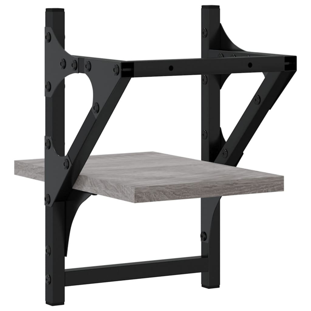 Wall shelves with rods 2 pcs. Gray Sonoma 20x25x30 cm