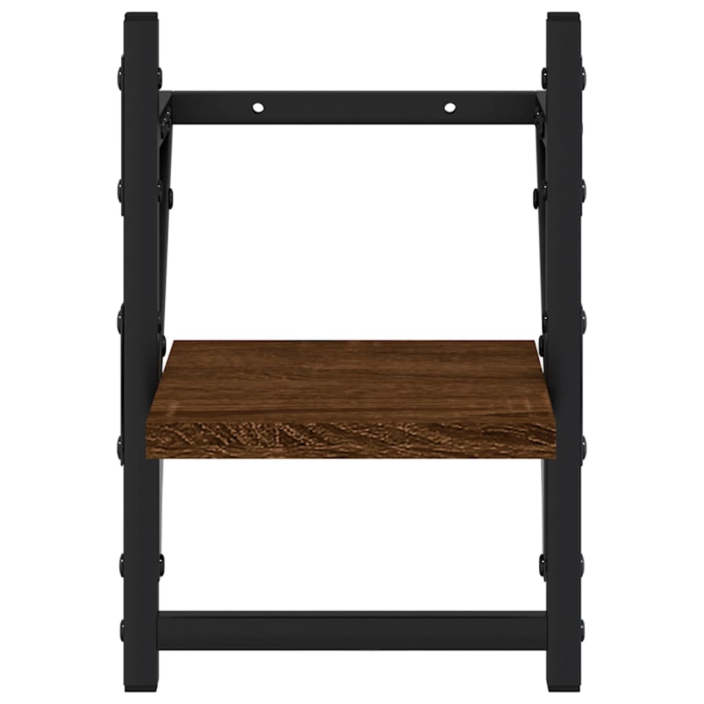 Wall shelves with rods 2 pcs. Brown oak look 20x25x30 cm