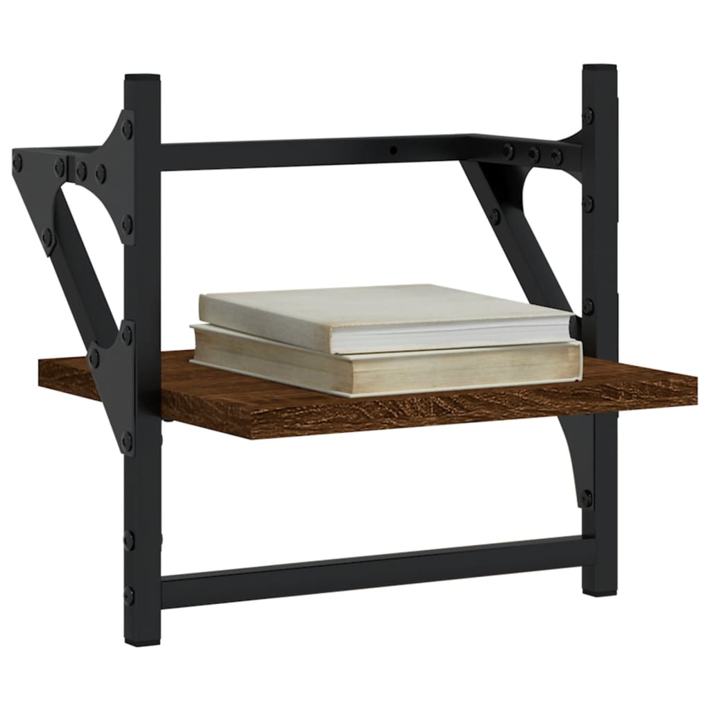 Wall shelves with rods 2 pcs. Brown oak look 30x25x30 cm
