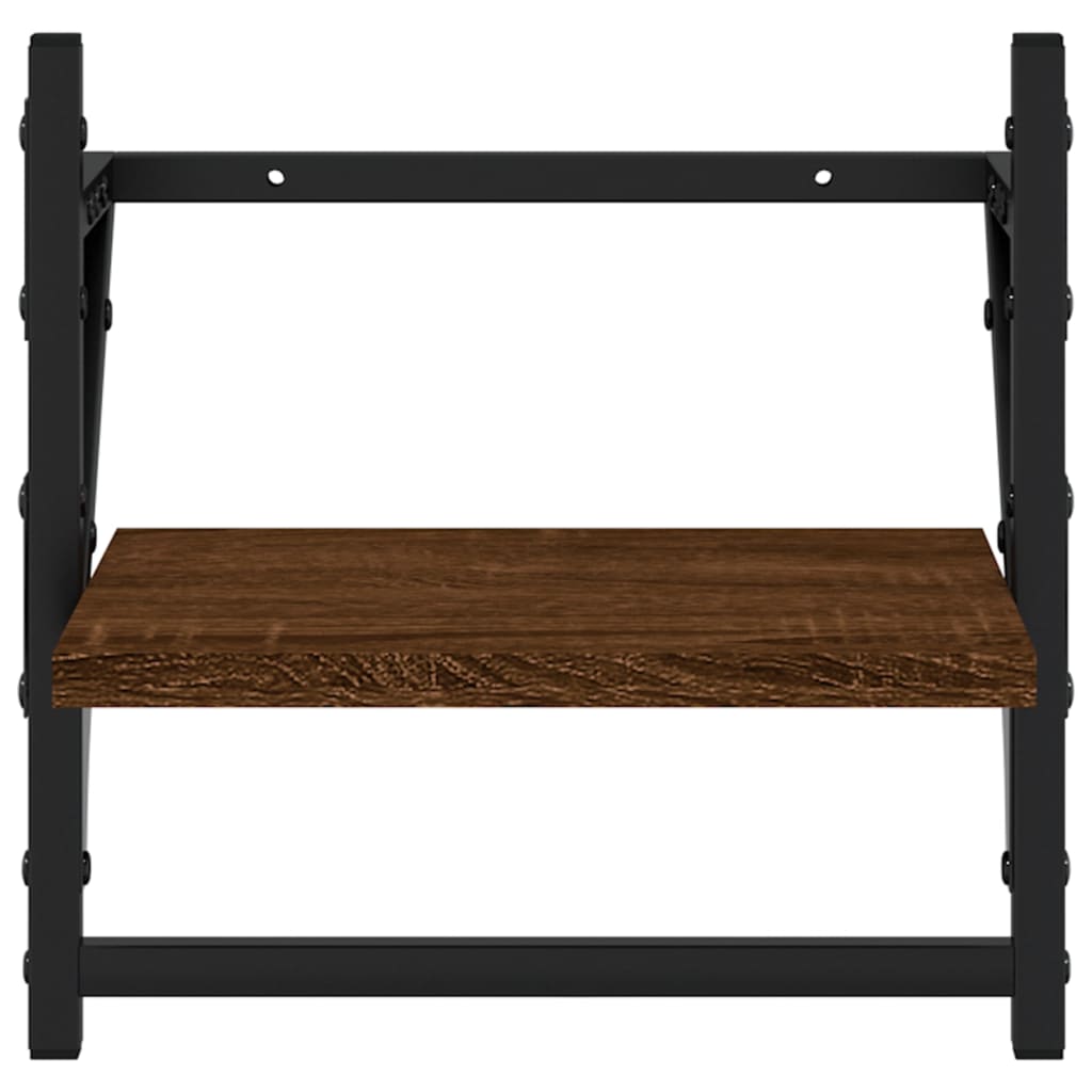 Wall shelves with rods 2 pcs. Brown oak look 30x25x30 cm