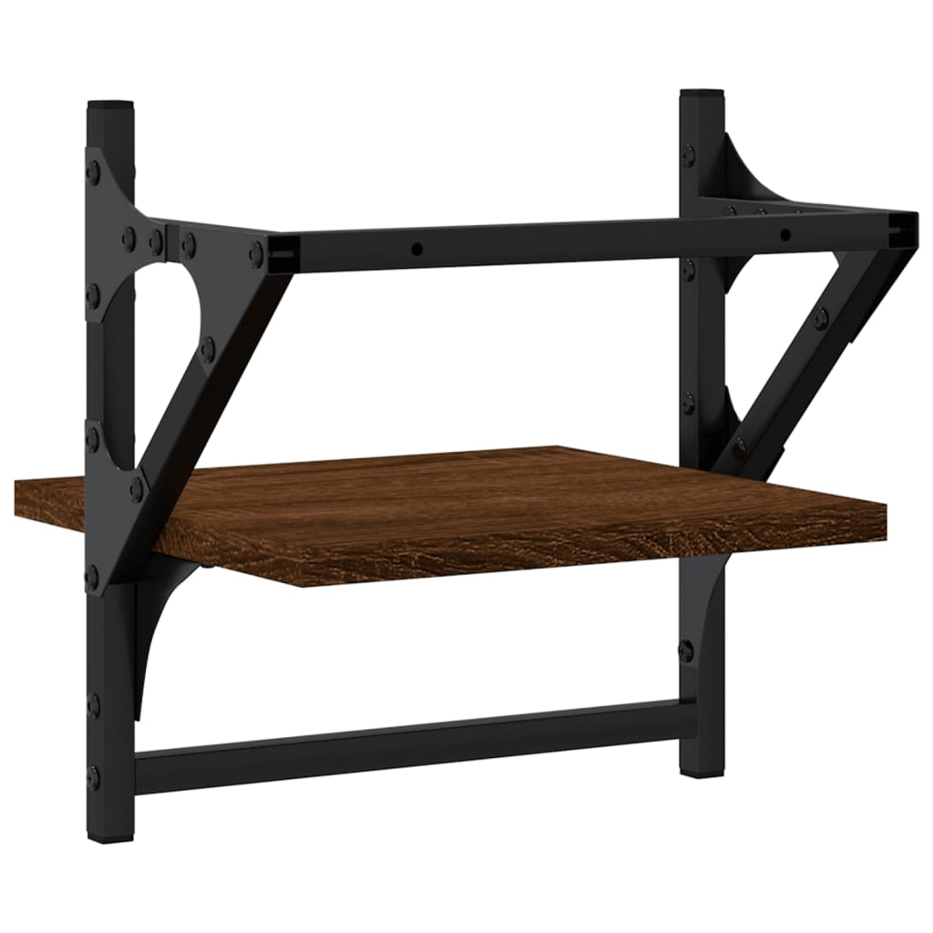 Wall shelves with rods 2 pcs. Brown oak look 30x25x30 cm