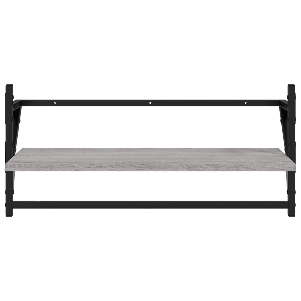 Wandregale mit Stangen 2 Stk. Grau Sonoma 65x25x30 cm
