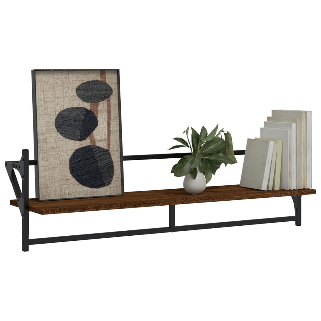 Wandregale mit Stangen 2 Stk. Braun Eichen-Optik 100x25x30 cm
