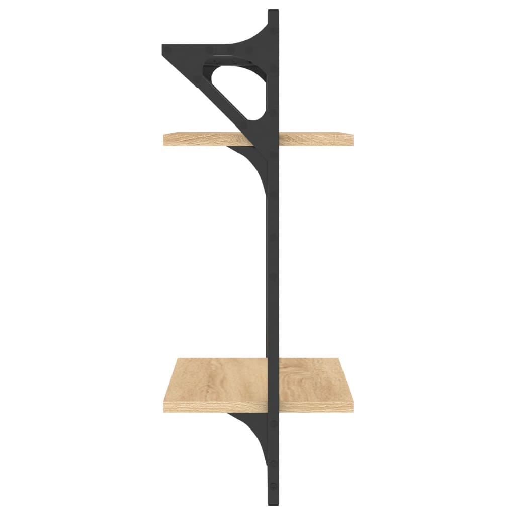 Wall shelves with 2 shelves &amp; rods 2 pcs. Sonoma oak