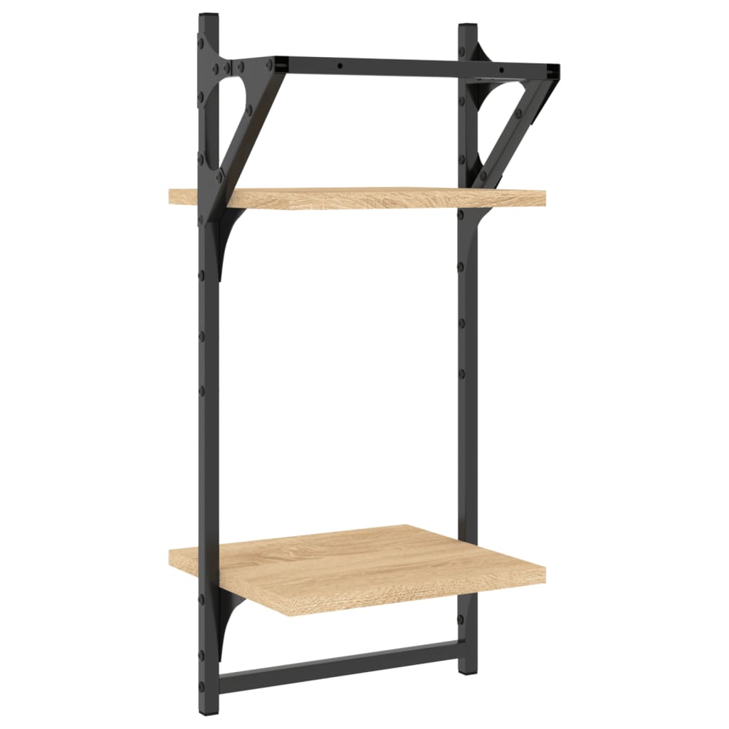 Wall shelves with 2 shelves &amp; rods 2 pcs. Sonoma oak