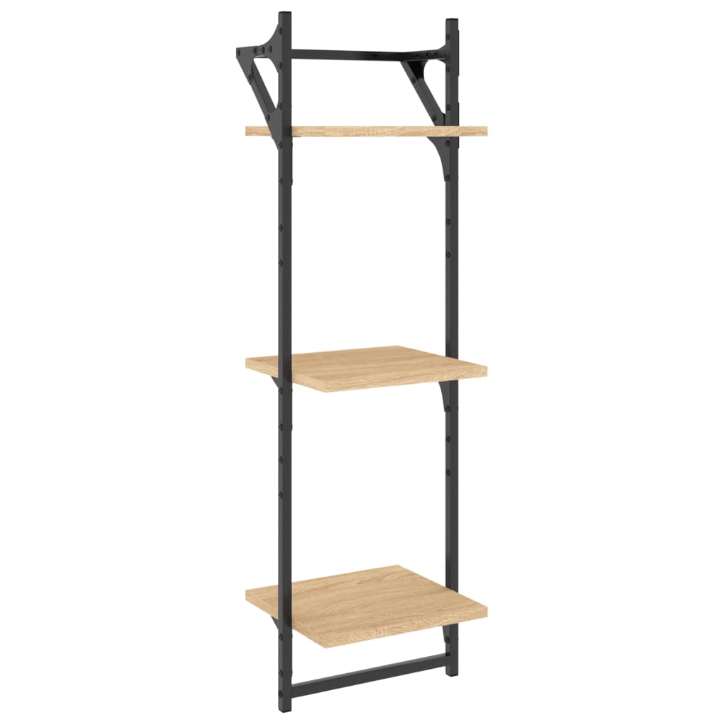 Wall shelves with 3 shelves &amp; rods 2 pcs. Sonoma oak