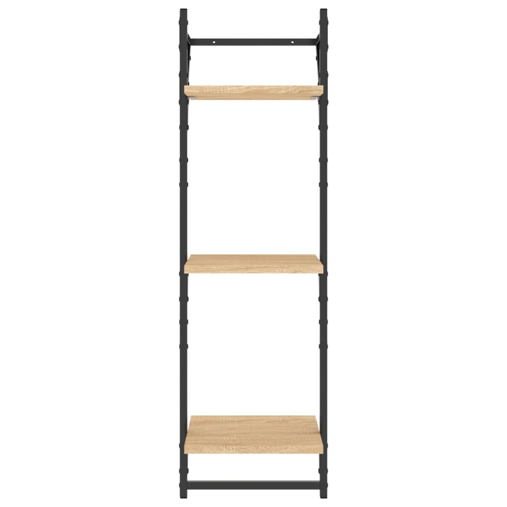 Wall shelves with 3 shelves &amp; rods 2 pcs. Sonoma oak