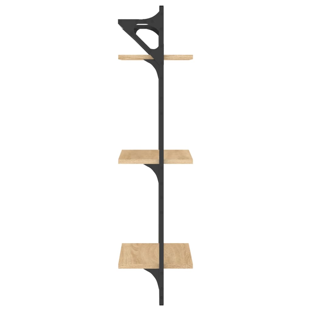 Wall shelves with 3 shelves &amp; rods 2 pcs. Sonoma oak