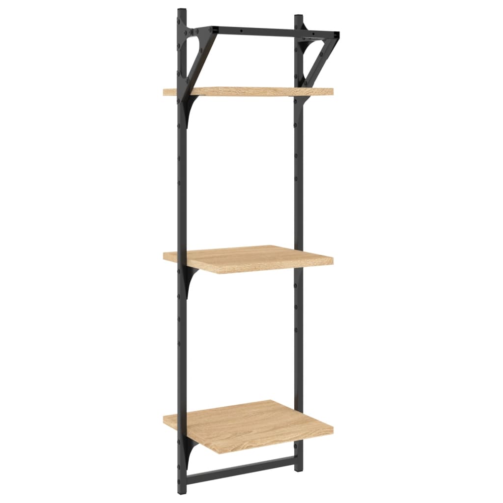 Wall shelves with 3 shelves &amp; rods 2 pcs. Sonoma oak