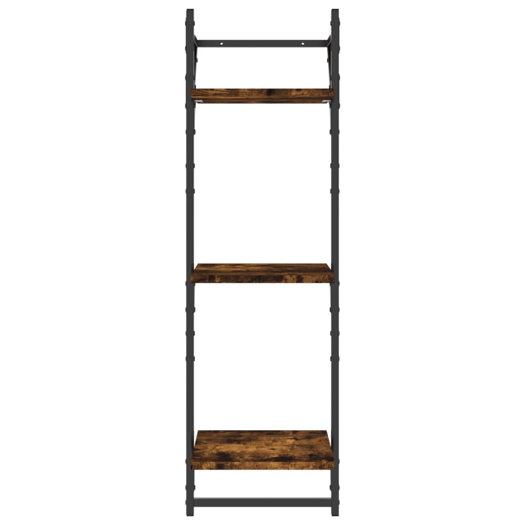 Wall shelves with 3 shelves &amp; rods 2 pcs. Smoked oak