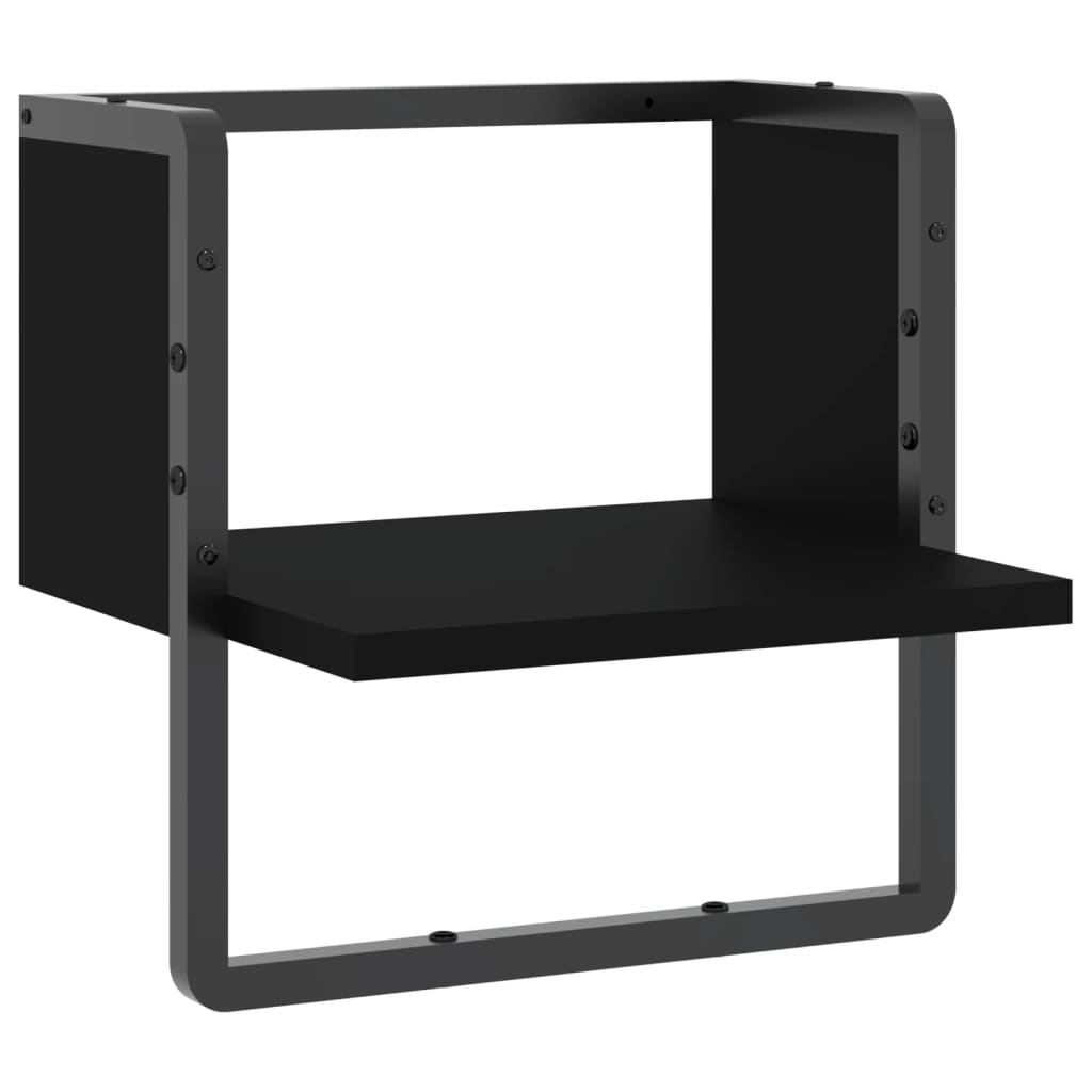 Wall shelf with rod black 30x25x30 cm