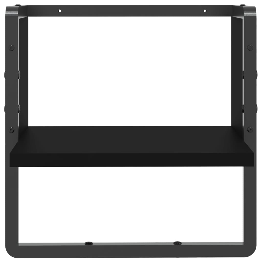 Wall shelf with rod black 30x25x30 cm