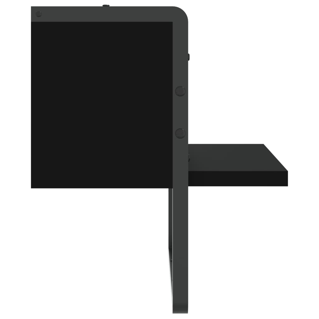 Wall shelf with rod black 30x25x30 cm