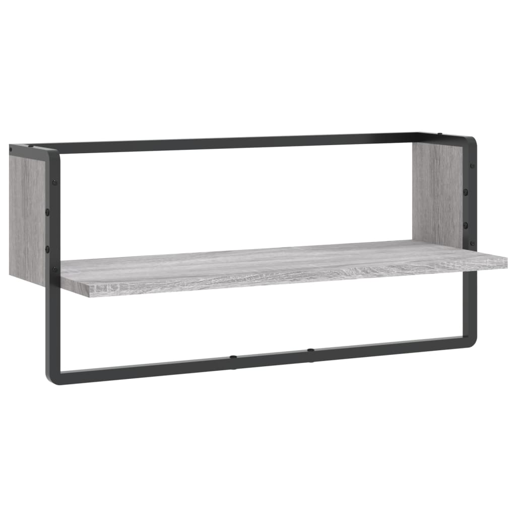 Wall shelf with rod gray Sonoma 65x25x30 cm