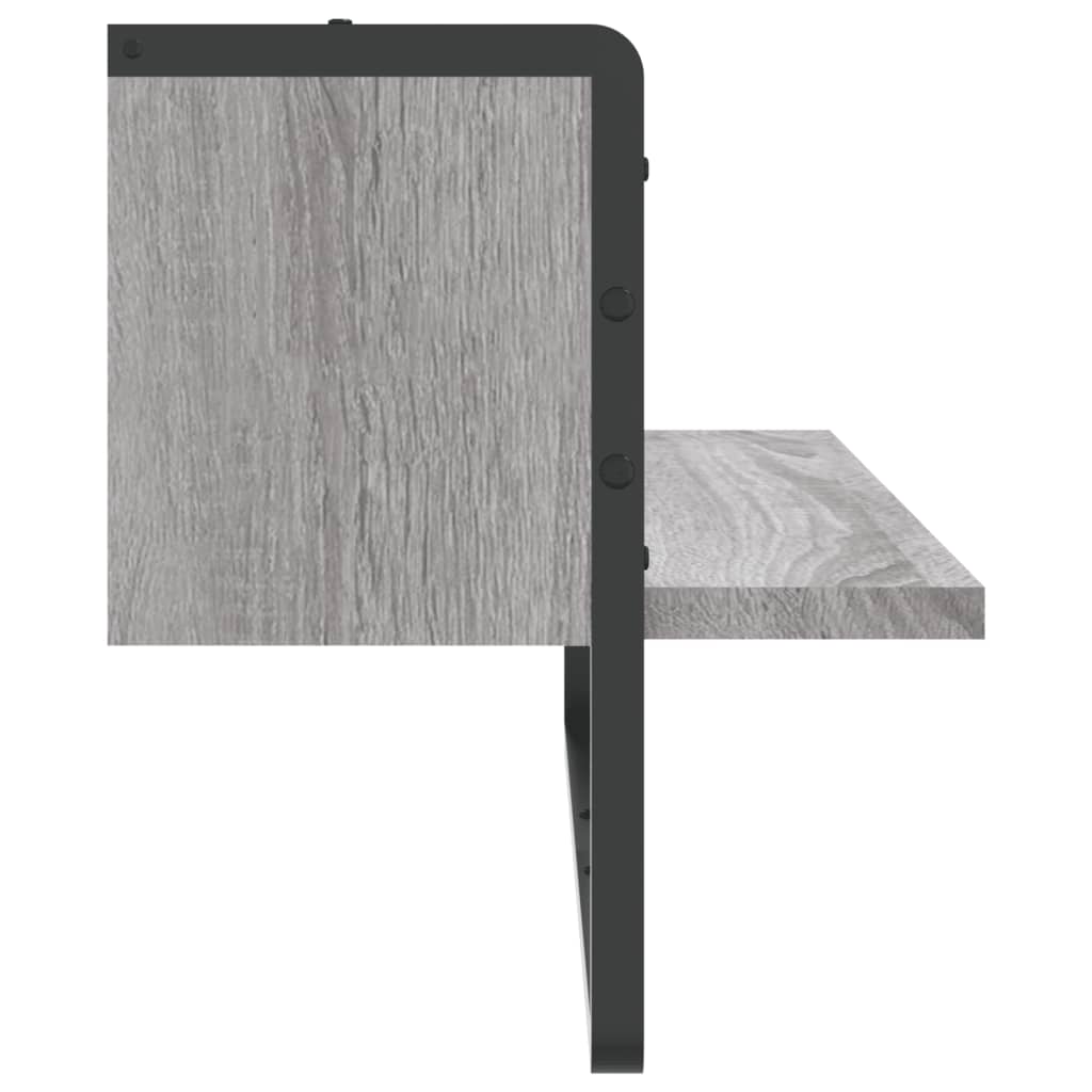 Wall shelf with rod gray Sonoma 65x25x30 cm