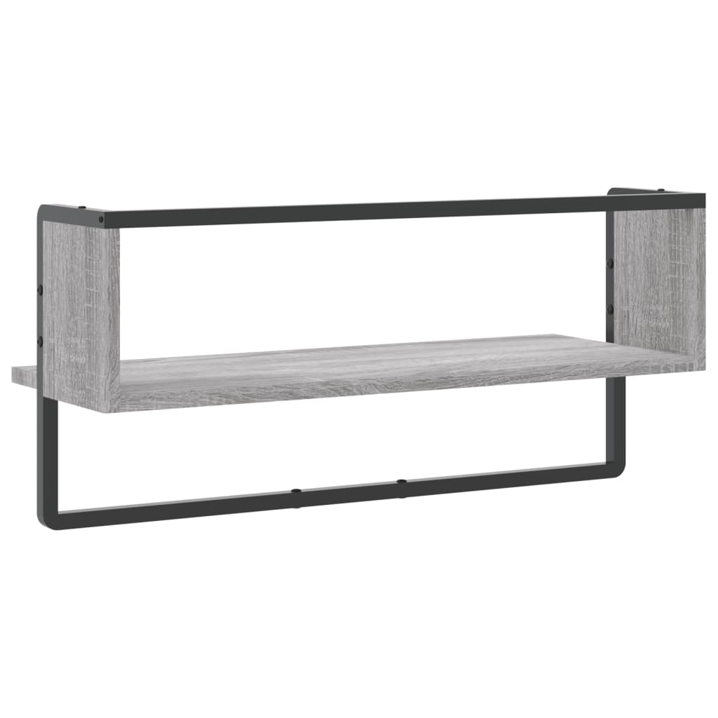 Wall shelf with rod gray Sonoma 65x25x30 cm