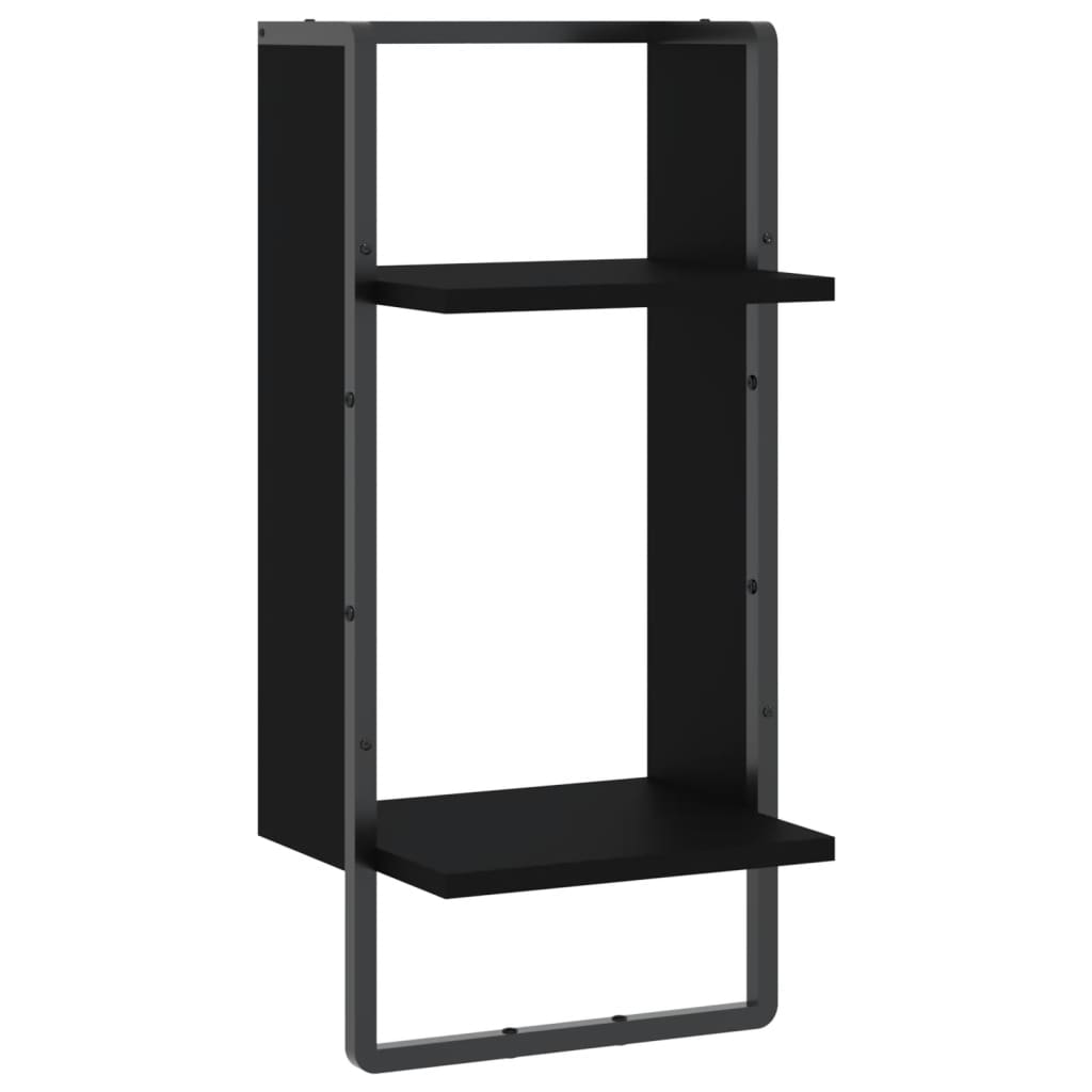 Wall shelf with rod black 30x25x65 cm