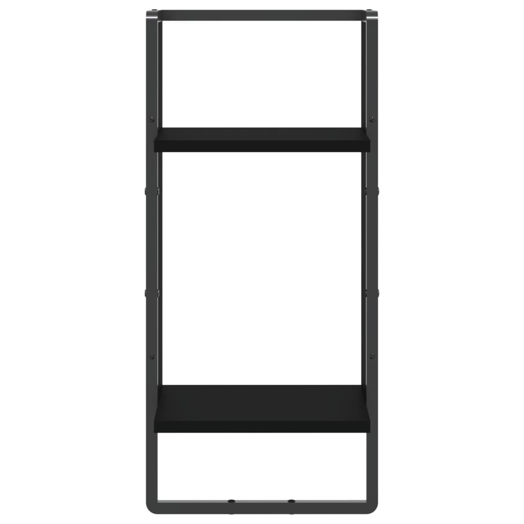 Wall shelf with rod black 30x25x65 cm